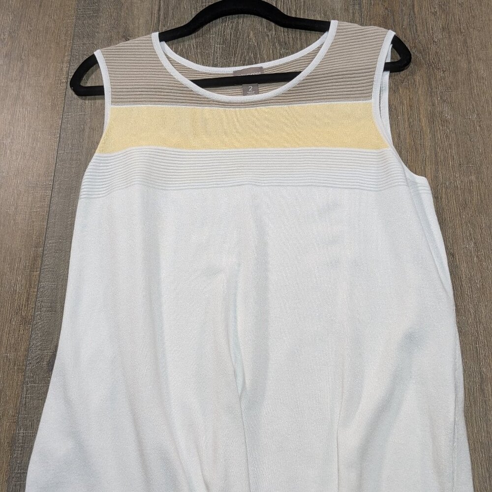 Chico's White and Tan Sleeveless Blouse, 2